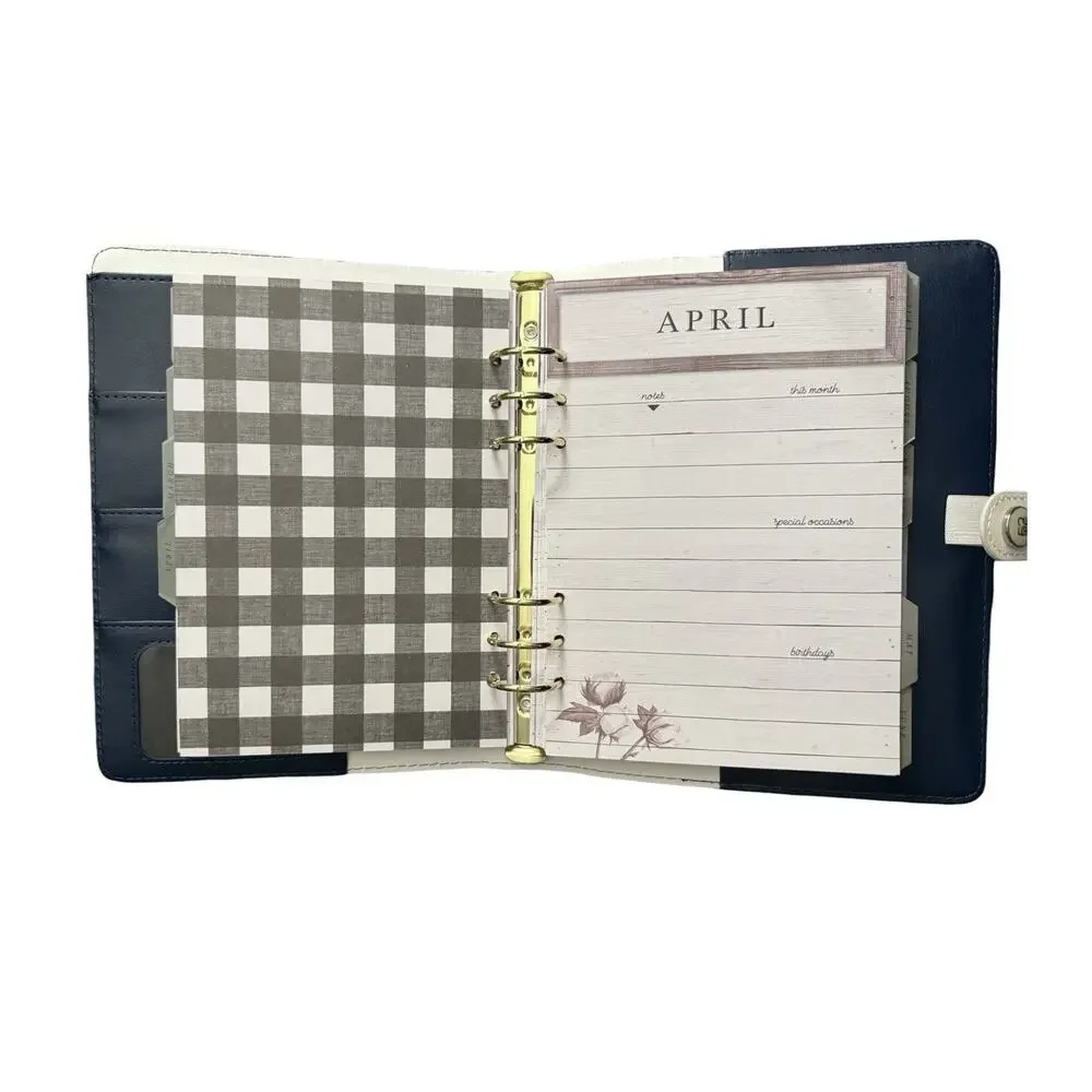 The Paper Studio Agenda 52 Navy Blue White Planner 6 Ring 7.5